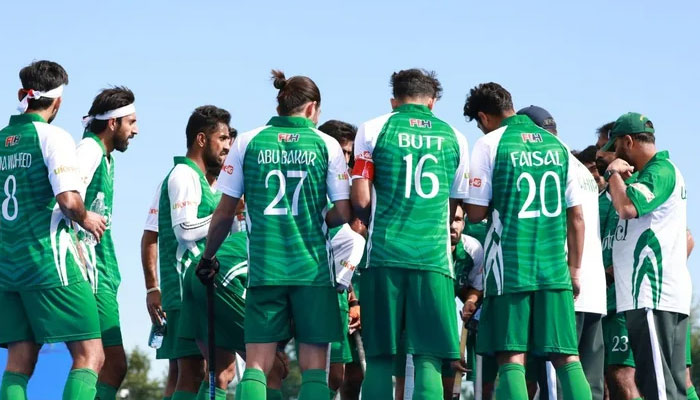 Pakistan hockey team players pictured during Champions Trophy 2024 match. — IFH Website/Archive