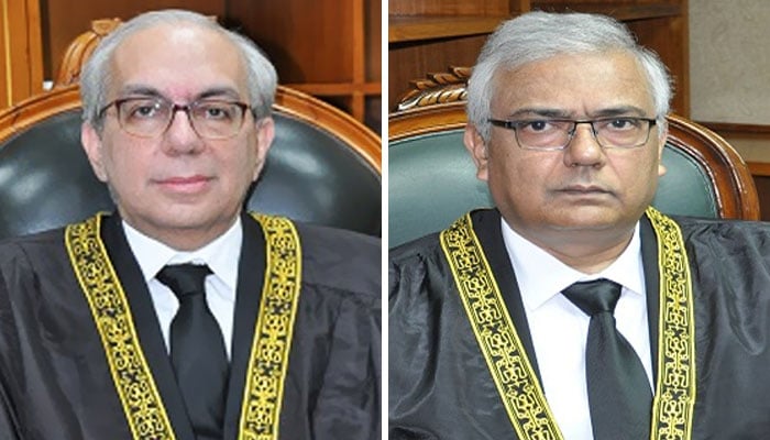 Justice Munib Akhtar (left) and Justice Amin-Ud-Din Khan in these undated photos. — Supreme Court of Pakistan website