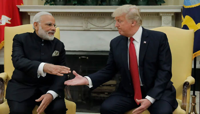 Indian Prime Minister Narendra Modi (L) greeted by former US president Donald Trump in the Oval Office at the White House in Washington. — Reuters/File