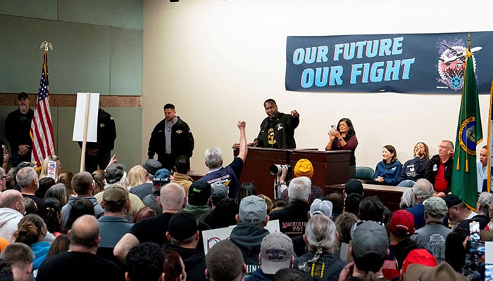 Boeing workers from the International Association of Machinists and Aerospace Workers District 751 attend a rally at their union hall during an ongoing strike in Seattle, Washington, US on October 15, 2024. – Reuters