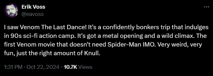 Critics divided over Venom: The Last Dance