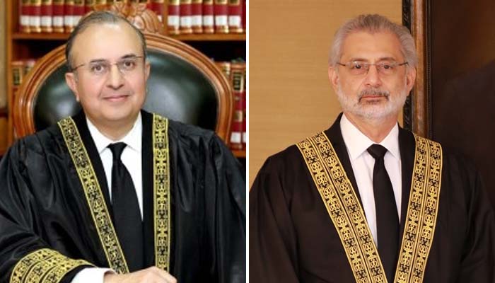Justice Mansoor Ali Shah (left) and Chief Justice of Pakistan (CJP) Qazi Faiz Isa. —SC website