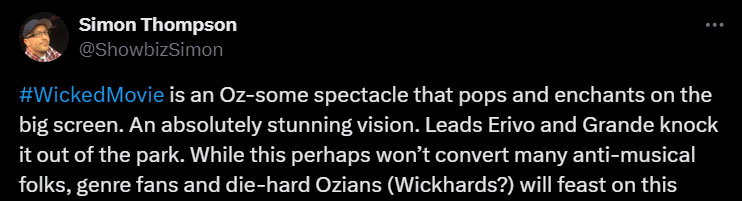 Wicked first reaction wins critics hearts