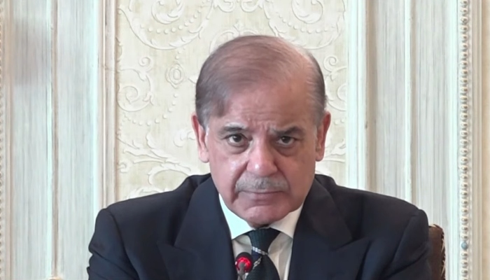 Prime Minister Shehbaz Sharif addressing federal cabinet meeting in Islamabad on November 5, 2024. —Screengrab/ Geo News