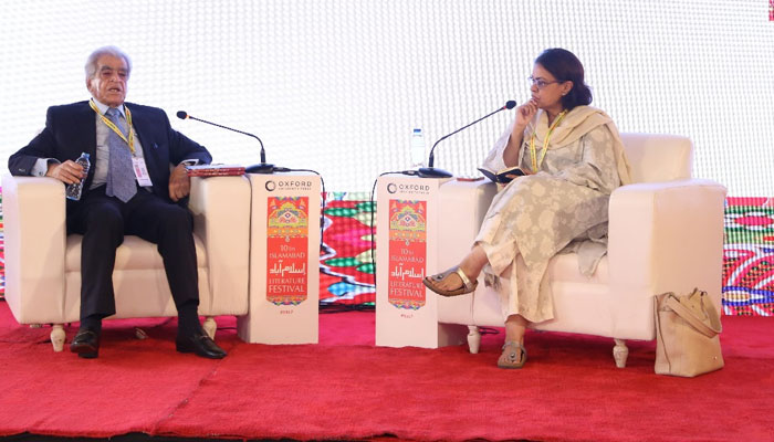 From page to stage: 10th Islamabad Literature Festival highlights Pakistan's literary legacy, future Shamim Ahmad speaks as Safiya Aftab listens during a discussion. — supplied