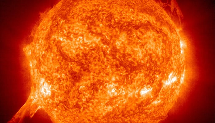 A massive solar eruption, more than 30 times the length of Earths diameter, blasts away from the Sun. — Reuters/file