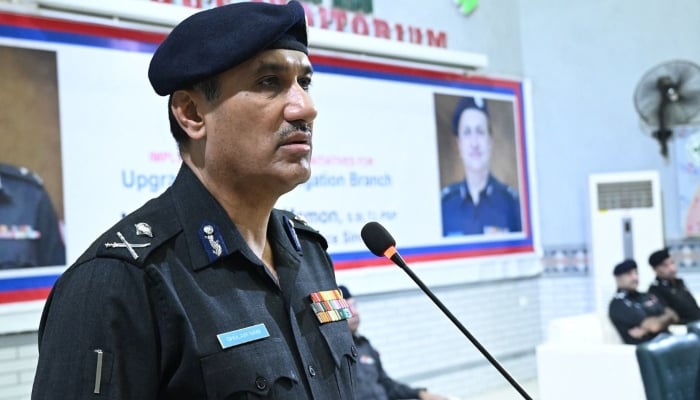 Sindh Inspector General (IG) Ghulam Nabi Memon addressing an event in Karachi on October 17, 2024. —Sindh Police website