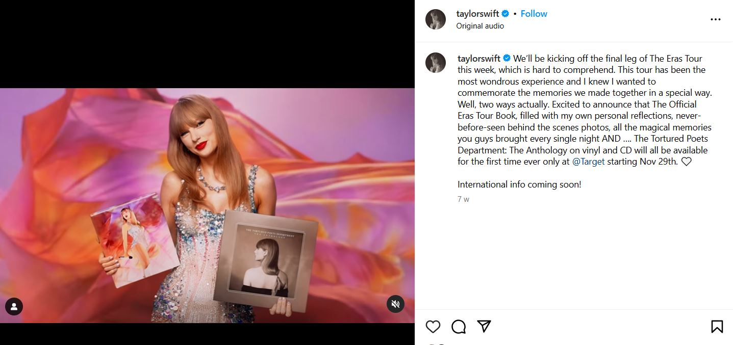 Taylor Swift expresses gratitude to unbelievable global fans