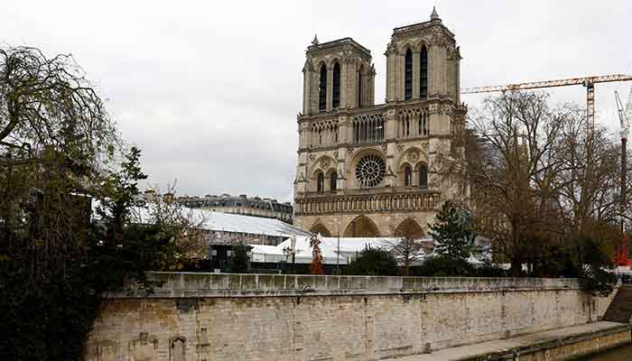 A view shows the Notre-Dame de Paris Cathedral, which was ravaged by a fire in 2019, as workers prepare the facility for the Cathedrals reopening ceremonies, in Paris, France on December 3, 2024. — Reuters