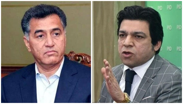Former Inter-Services Intelligence (ISI) chief Lieutenant General (retd) Faiz Hamid (left) and Senator Faisal Vawda. — Ministry of Information website/ Radio Pakistan/File