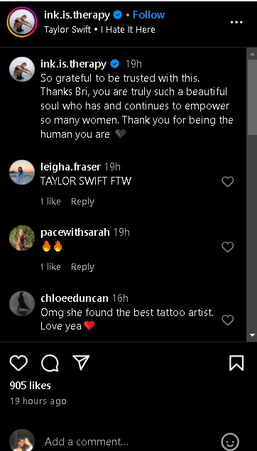 Taylor Swift music inspires Brianna LaPaglias meaningful tattoo