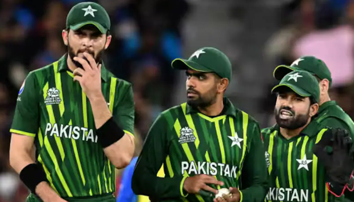 (From left to right) Pakistan cricketers Shaheen Shah Afridi, Babar Azam and Mohammad Rizwan. — AFP/File
