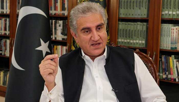 Former foreign minister Shah Mehmood Qureshi gestures as he speaks during an interview with Reuters at the Ministry of Foreign Affairs (MOFA) office in Islamabad, Pakistan June 25, 2020. — Reuters