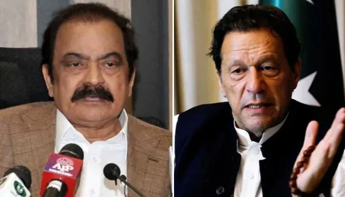 A combo showing Adviser to Prime Minister on Political Affairs and Federal Minister for Inter-Provincial Coordination Rana Sanaullah (left) and PTI founder Imran Khan. — APP/Reuters/File