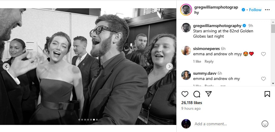 Emma Stone, Andrew Garfield share heartwarming moment at 2025 Golden Globes