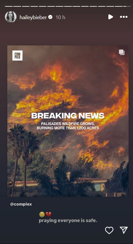 Paris Hilton, Hailey Bieber send out prayers amid LA wildfires