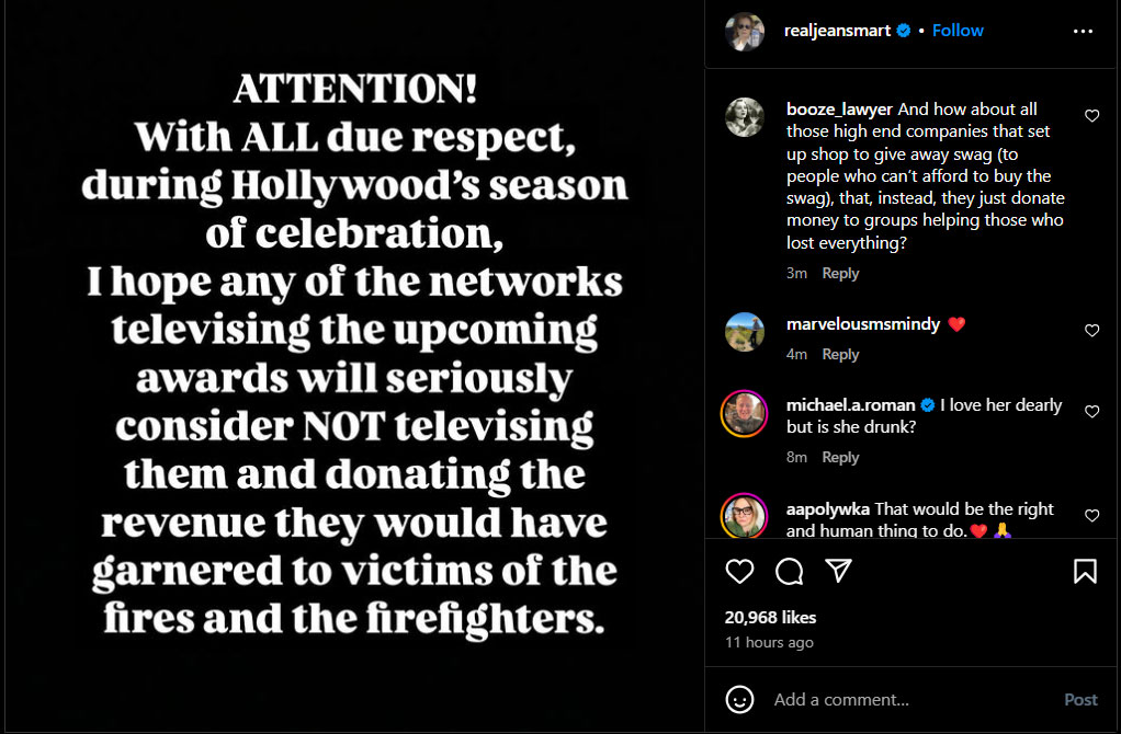 Jean Smart airs plea to TV networks amid L.A. fire