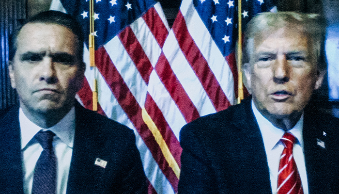 Todd Blanche (L) attorney of US President-elect Donald Trump are seen on the screen at Manhattan criminal court in New York, US, on Friday, January 10, 2025. — Reuters