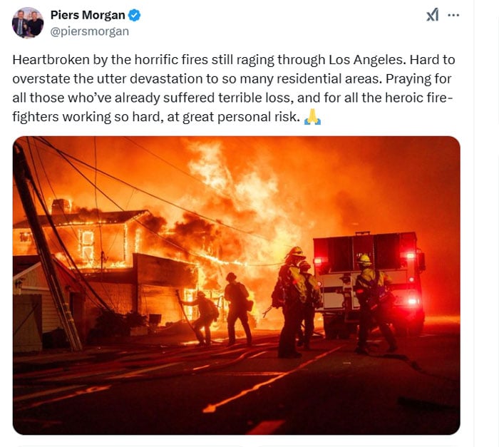 Piers Morgan reacts to devastating news from California amid Meghan, Harrys statement