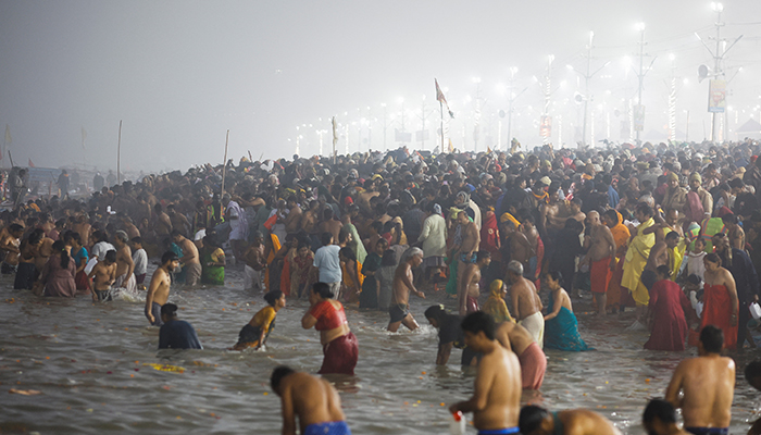 Devotees take a holy dip at Sangam, the confluence of the Ganges, Yamuna and Saraswati rivers, during the Maha Kumbh Mela, or the Great Pitcher Festival, in Prayagraj, India, January 13, 2025. — Reuters