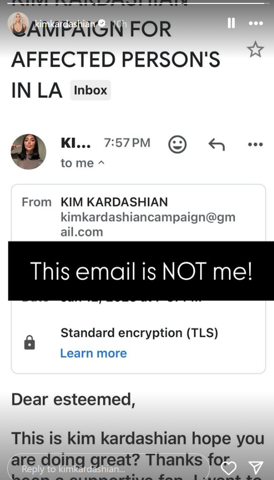 Kim Kardashian timely warns fans of new scams