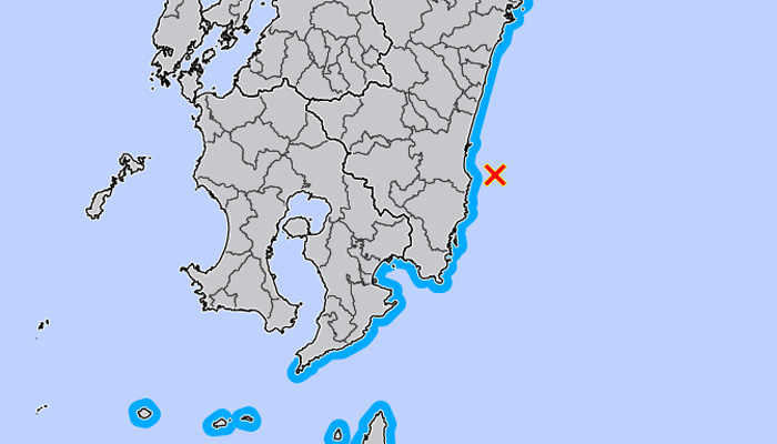 Map shows epicentre of earthquake that struck off southwestern Japan late on Monday. — Screengrab via Japan Meteorological Agency