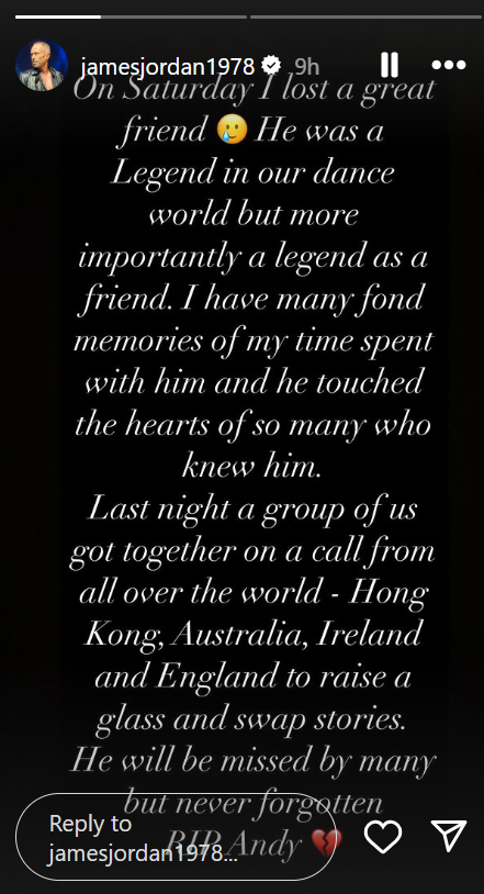 Strictly star James Jordan honours late friend Andy with moving gesture