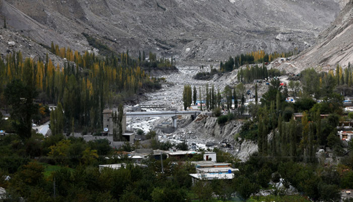 A view of the newly built Hassanabad bridge, which replaced a bridge that collapsed when the Shisper glacier caused Glacial Lake Outburst Flooding (GLOF), in Hassanabad village, Pakistan, October 8, 2023. — Reuters