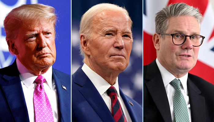 (From left to right): US President-elect Donald Trump, outgoing President Joe Biden and British Premier Keir Starmer. — Reuters/File
