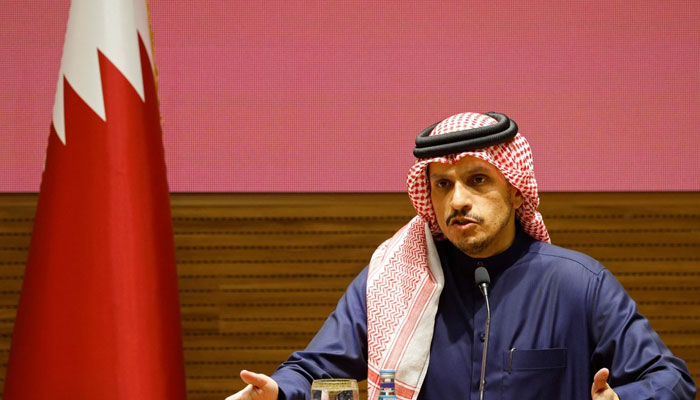 Qatar’s Prime Minister Sheikh Mohammed bin Abdulrahman bin Jassim Al-Thani addresses a press conference at the Diwan Annex in Doha, Jan. 15, 2025. — AFP