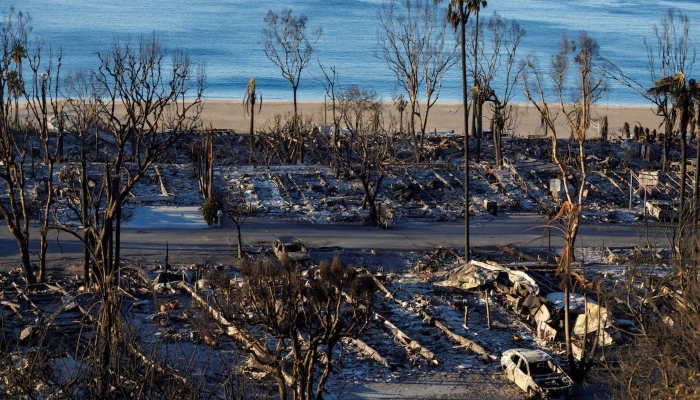 The charred remains of a trailer park along the beach are pictured, following the Palisades Fire at the Pacific Palisades neighbourhood in Los Angeles, California, US January 15, 2025. — Reuters