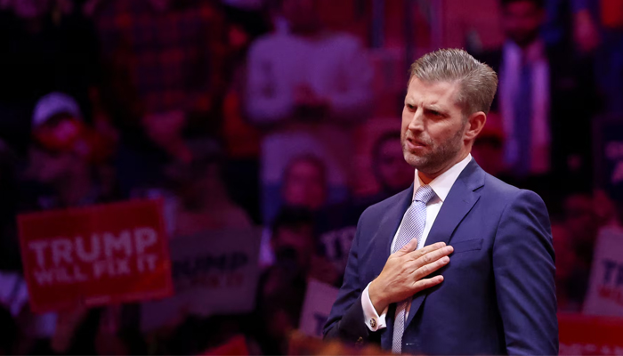 Eric Trump attends a rally for Republican presidential nominee and former US President Donald Trump at Madison Square Garden, in New York, US October 27, 2024. — Reuters