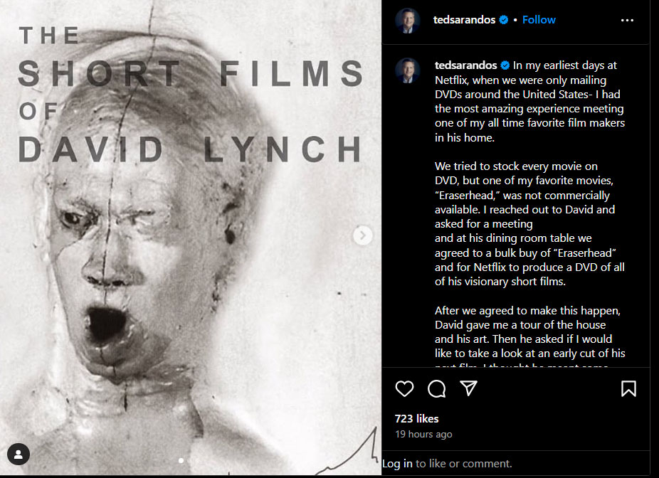 Netflix boss pays tribute to David Lynch: Bold & visionary