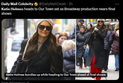 Katie Holmes heads to Broadway production as her show nears finale