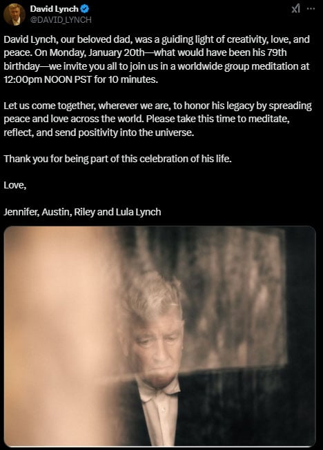 David Lynch’s children honours fathers memory