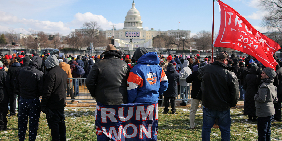 Trump supporters gathered outside the White House as the inauguration ceremonies go on in the Rotunda of the US Capitol on January 20, 2025 in Washington, DC. — Reuters
