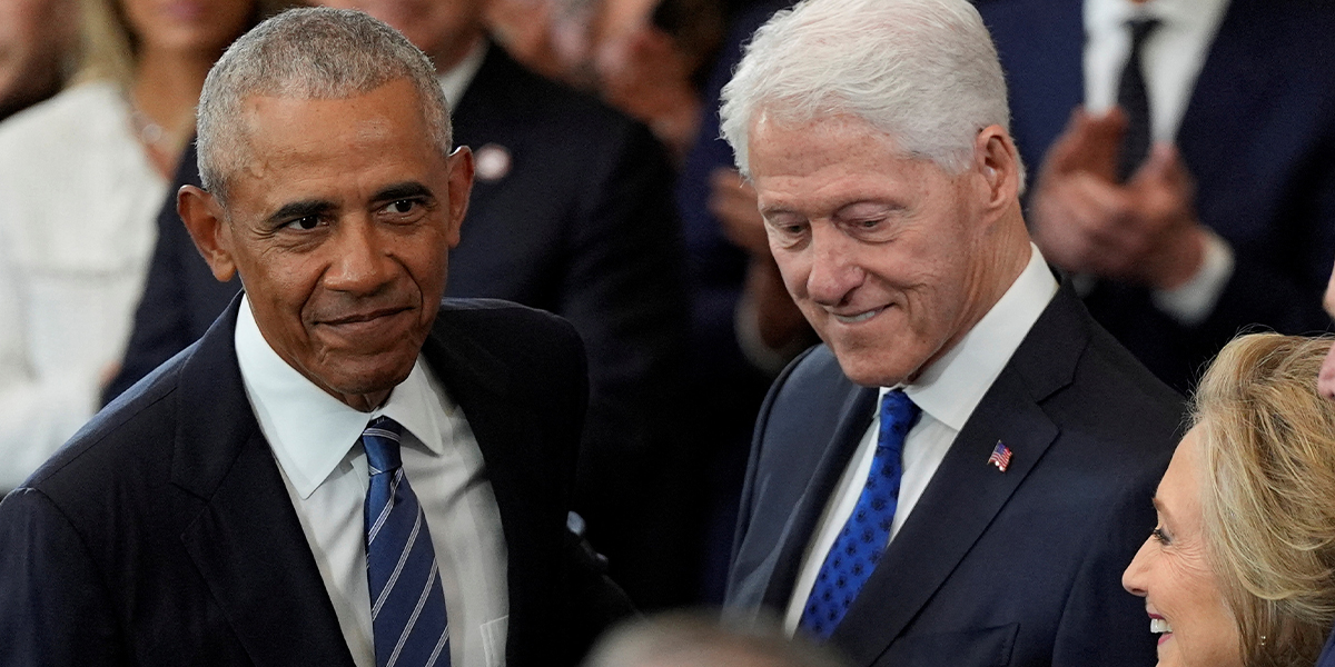 Former presidents Barack Obama (L) and Bill Clinton pictured with Hillary Clinton during the inauguration ceremony in the Rotunda of the US Capitol on January 20, 2025 in Washington, DC. — Reuters