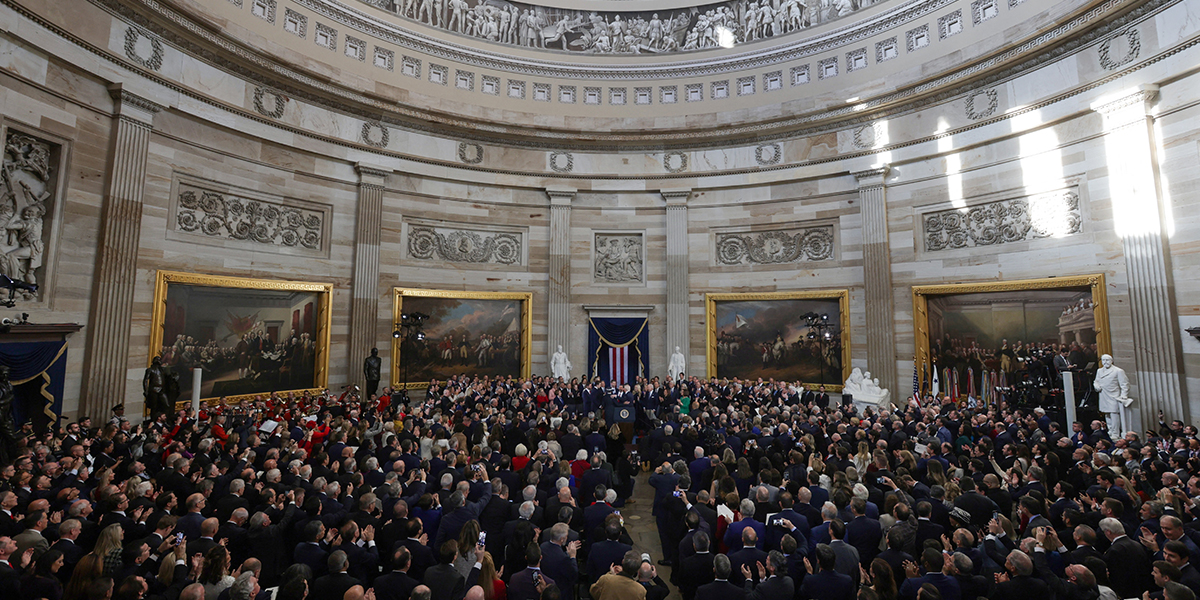 A view of the Rotunda showing those gathered for the inauguration ceremony of Donald Trump and JD Vance in the Rotunda of the US Capitol on January 20, 2025 in Washington, DC. — Reuters