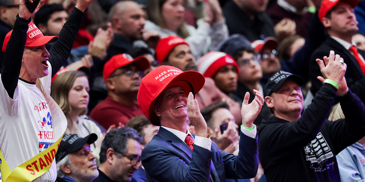 Donald Trumps Supporters cheer on during the inauguration ceremonies on January 20, 2025. — Reuters
