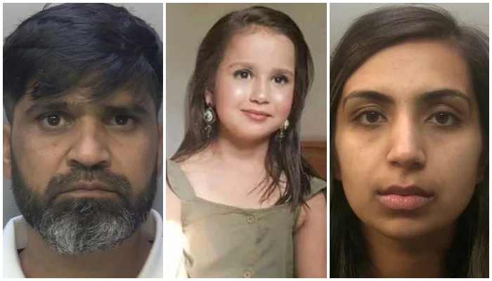 (From left) Sara Sharifs father Urfan Sharif, Sara Sharif, and her step-mother Beinash Batool. — AFP/Reuters