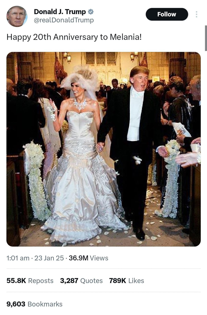 Donald Trumps first social media post for Melania after becoming president