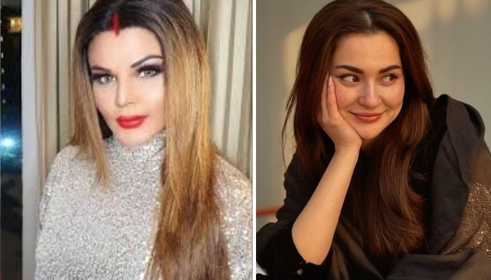 Hania Amir (right) and Rakhi Sawant. — Instagram@haniaheheofficial/@rakhisawant2511