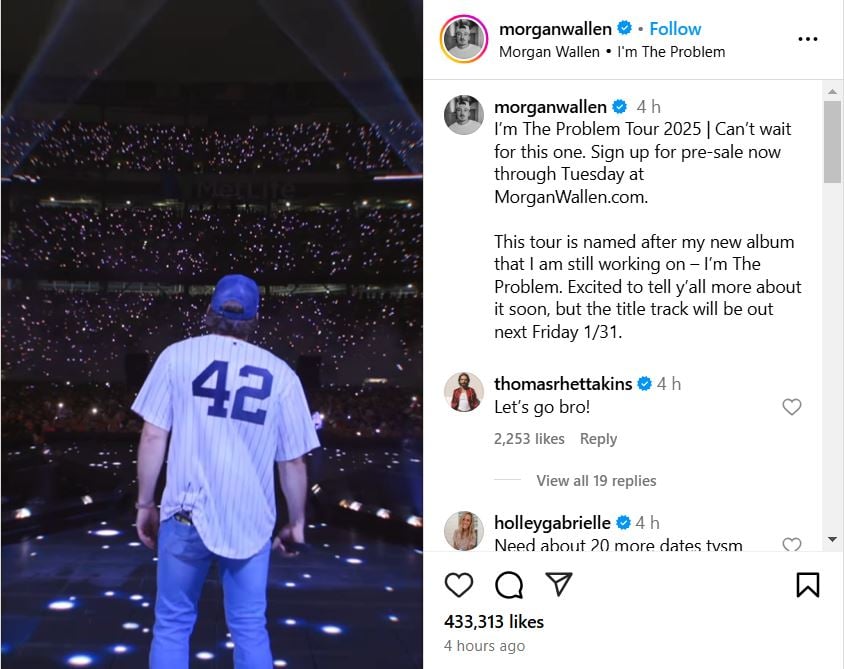 Morgan Wallen announces new music post tour success