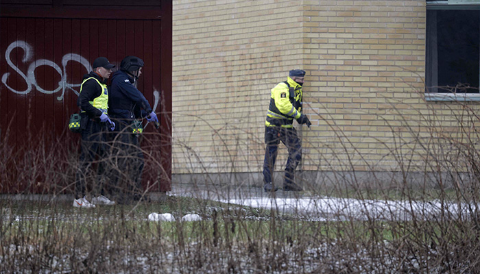 Five people wounded in Sweden school shooting 1 Police officers are seen at the Risbergska School in Orebro, Sweden, on February 4, 2025, following reports of a serious violent crime. — AFP