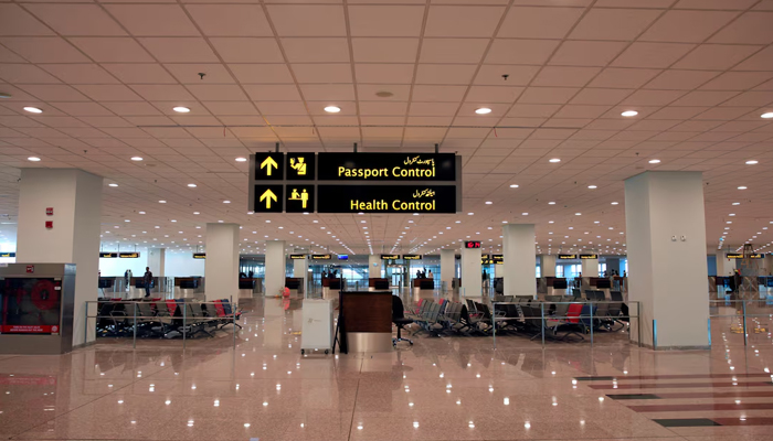A general view of the health and passport control area during a media tour of the Islamabad International Airport, on April 18, 2018. — Reuters