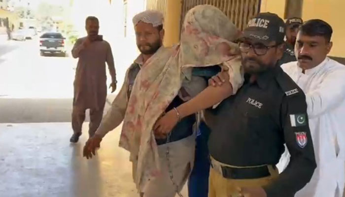 Police escort Armaghan, prime suspect in Mustafa Amir murder case during an appearance before the ATC on February 18, 2025. — Reporter