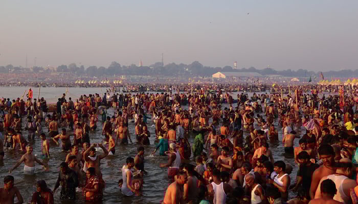 Devotees take a dip at Sangam, the confluence of the Ganges and Yamuna rivers with the mythical invisible Saraswati river, to mark Maghi Purnima, one of the auspicious days during the Maha Kumbh Mela, or the Great Pitcher Festival, in Prayagraj, India, February 12, 2025. — Reuters