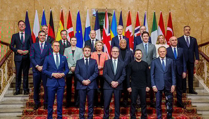 Ukrainian President Volodymyr Zelensky (front second right) pictured alongside European leaders at the European leaders summit to discuss European security and Ukraine, at Lancaster House in London, Britain, March 2, 2025. — Reuters
