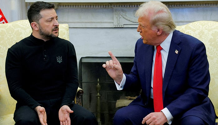 US President Donald Trump (R) meets with Ukrainian President Volodymyr Zelenskiy at the White House in Washington, DC, US, on February 28, 2025. — Reuters