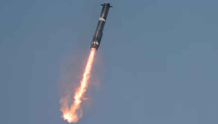 The Super Heavy booster returns to its launch pad after the SpaceX Starship continued to space after it was launched on its eighth test at the companys Boca Chica launch pad in Brownsville, Texas, US, March 6, 2025. — Reuters